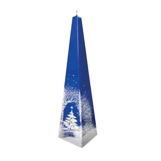 Winter Tree Pyramid Shape Candle, Blue by EWA Kerzen