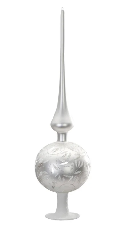 Delights Finial Tree Topper, white matte, 13" by Inge Glas of Germany